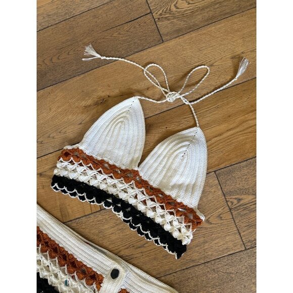 My Beachy Side Finch Hand Crocheted Matching Set Chocolate Womens Size Large - Picture 7 of 10